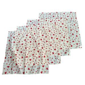 Vintage Cloth Napkins- Hearts cream- valentines- set of 4- 16 x 16"